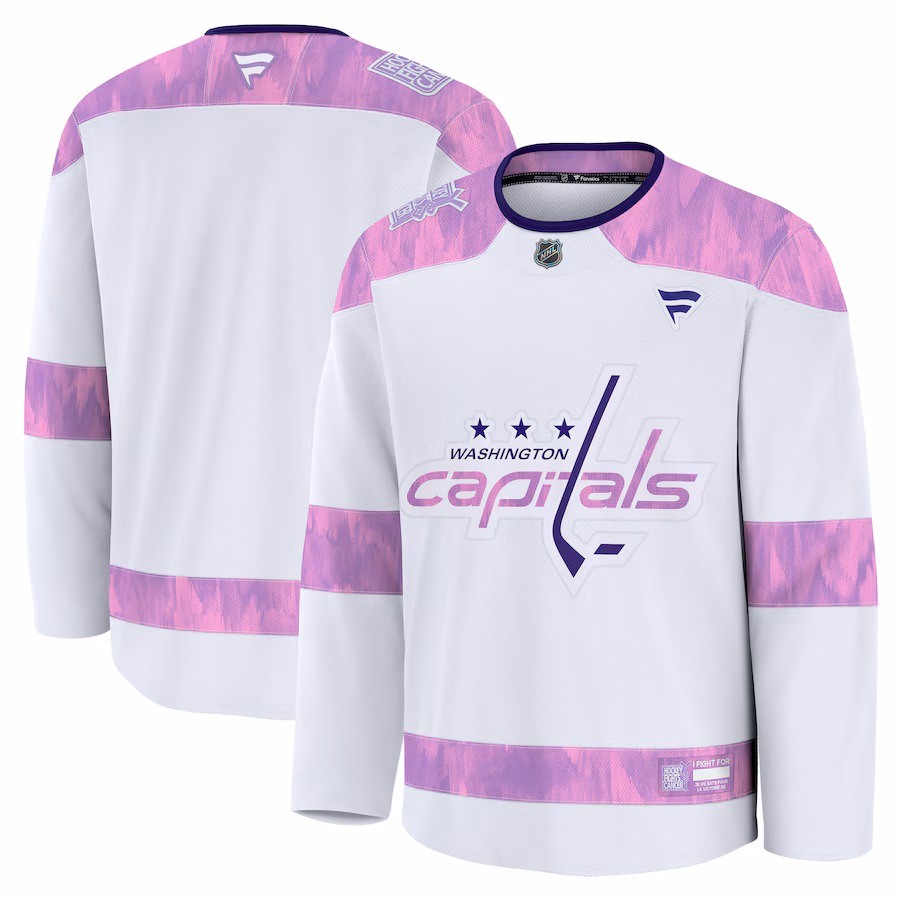 Men's Washington Capitals Fanatics White 2024 Hockey Fights Cancer Practice Jersey - Jersey