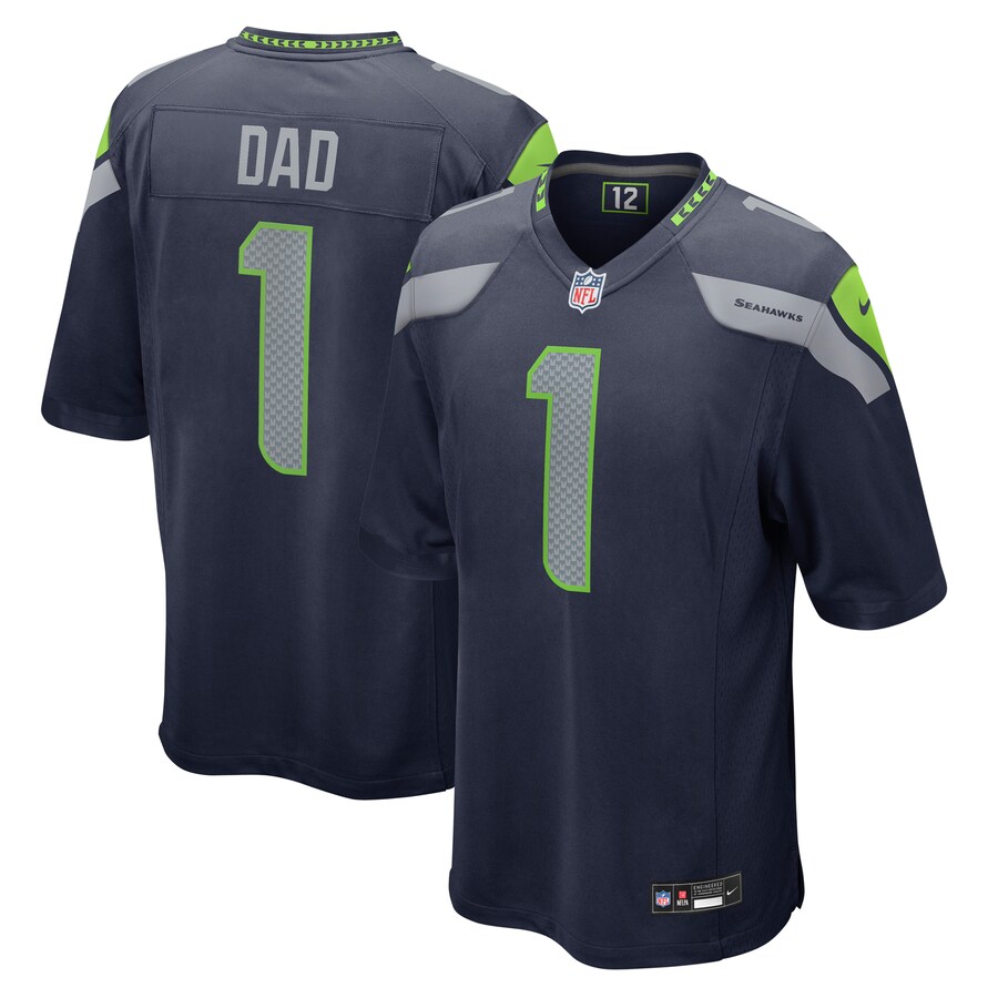 Men's Seattle Seahawks Number 1 Dad Nike College Navy Game Jersey - Jersey