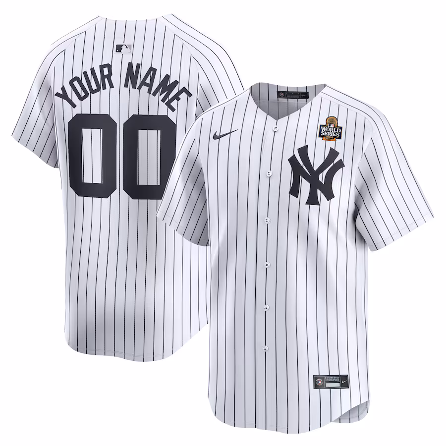Men's New York Yankees Nike White 2024 World Series Home Custom Limited Jersey - Jersey