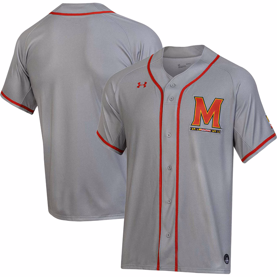 Men's Under Armour Gray Maryland Terrapins Replica Baseball Jersey - Jersey