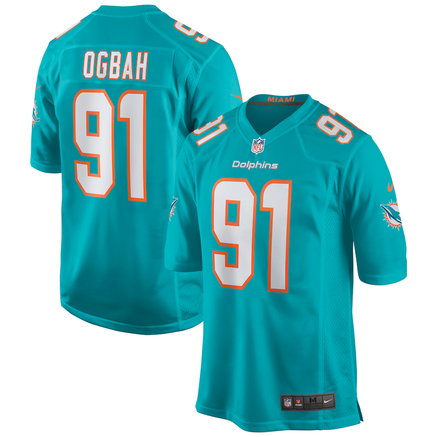 Men's Miami Dolphins Emmanuel Ogbah Nike Aqua Game Jersey - Jersey