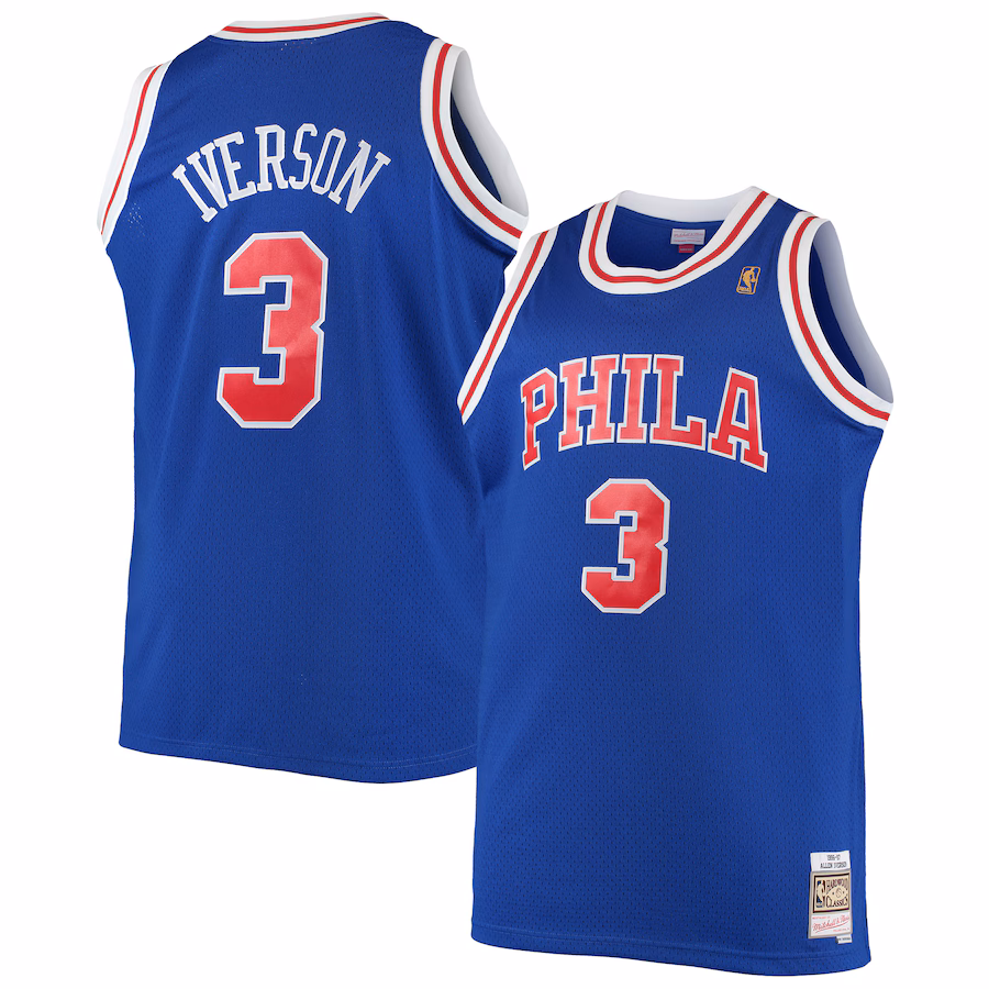 Men's Philadelphia 76ers Allen Iverson Mitchell & Ness Royal 1996/97 Big & Tall Hardwood Classics Swingman Jersey - Jersey