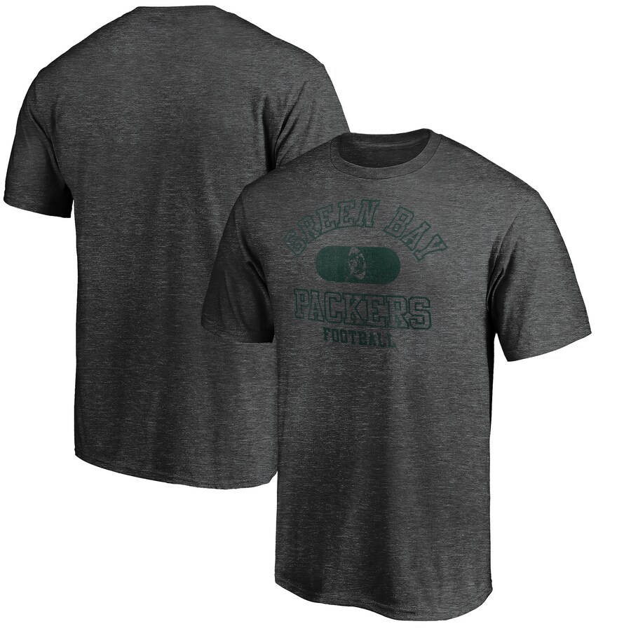 Men's Green Bay Packers Heather Charcoal Varsity Issued Throwback T-Shirt - Jersey