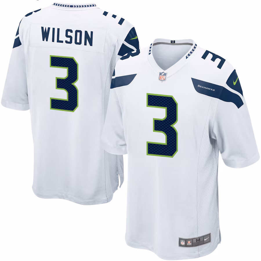 Mens Seattle Seahawks Russell Wilson Nike White Game Jersey - Jersey