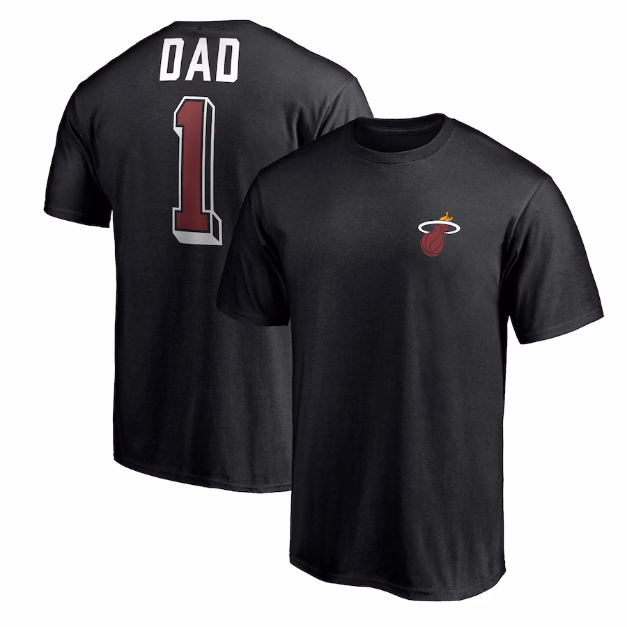 Men's Miami Heat Black Number One Dad T-Shirt - Jersey