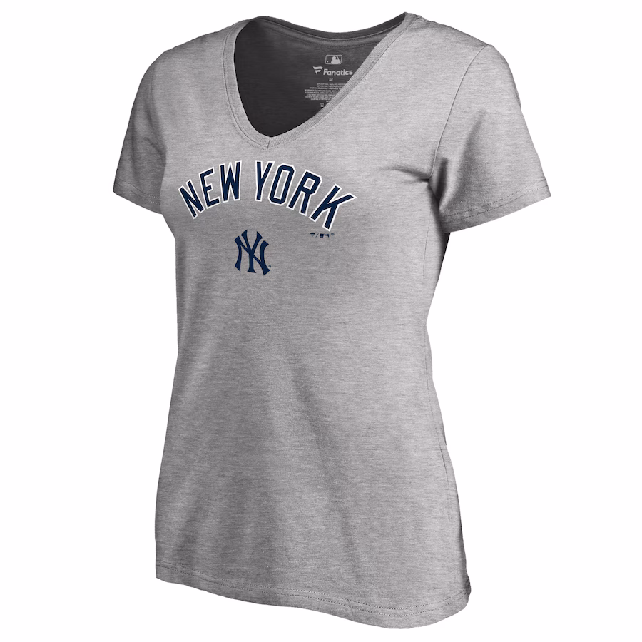 Women's New York Yankees Ash Team Lockup T-Shirt - Jersey