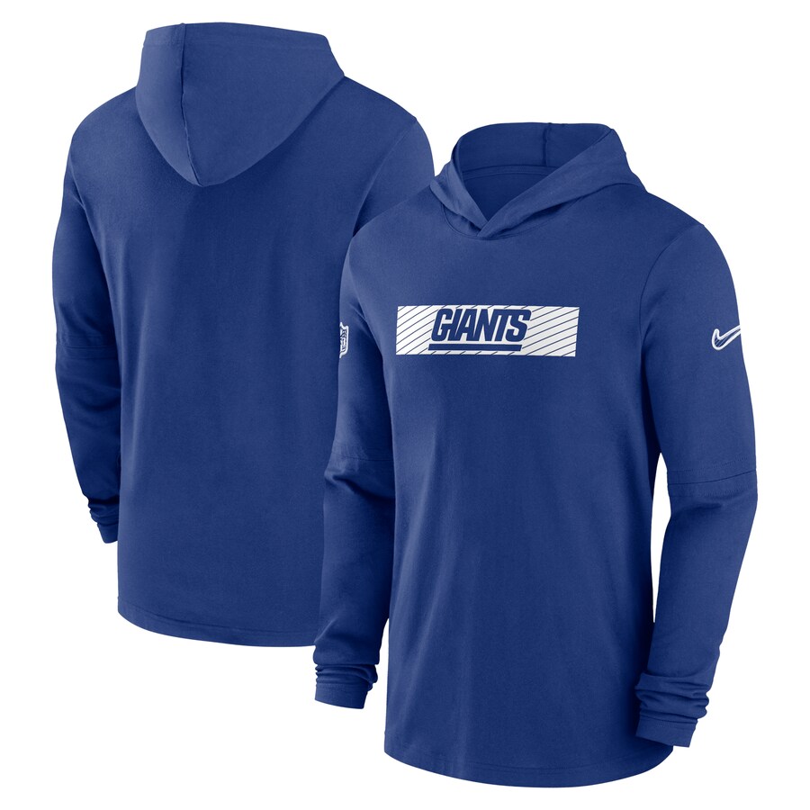 Men's New York Giants Nike Royal Sideline Hoodie Performance Long Sleeve T-Shirt - Jersey