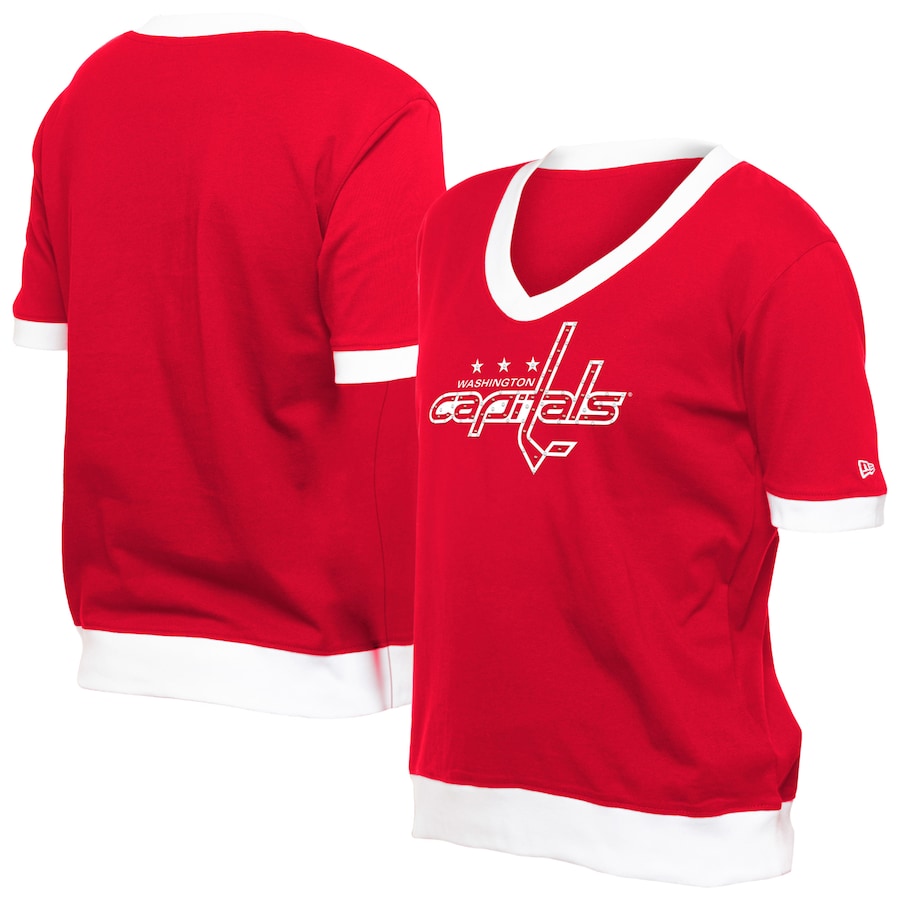 Women's Washington Capitals New Era Red Game Day Rhinestuds T-Shirt - Jersey