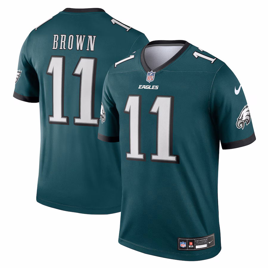 Men's Philadelphia Eagles A.J. Brown Nike Green Legend Player Performance Top - Jersey