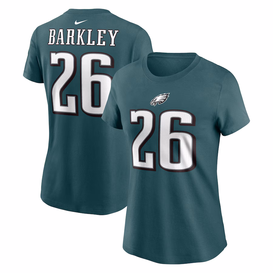 Women's Philadelphia Eagles Saquon Barkley Nike Midnight Green Player Name & Number T-Shirt - Jersey