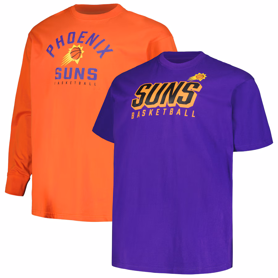 Men's Phoenix Suns Fanatics Purple/Orange Big & Tall Short Sleeve & Long Sleeve T-Shirt Set - Jersey
