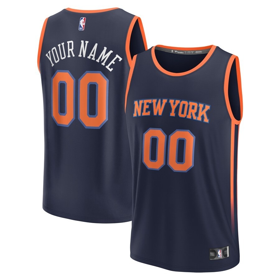 Men's New York Knicks  Fanatics Navy Fast Break Custom Jersey - Statement Edition - Jersey