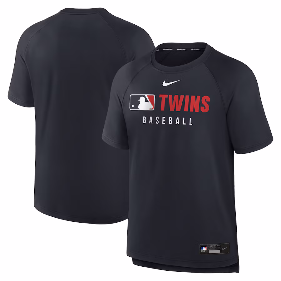 Men's Minnesota Twins Nike Navy Authentic Collection Pregame Raglan Performance T-Shirt - Jersey