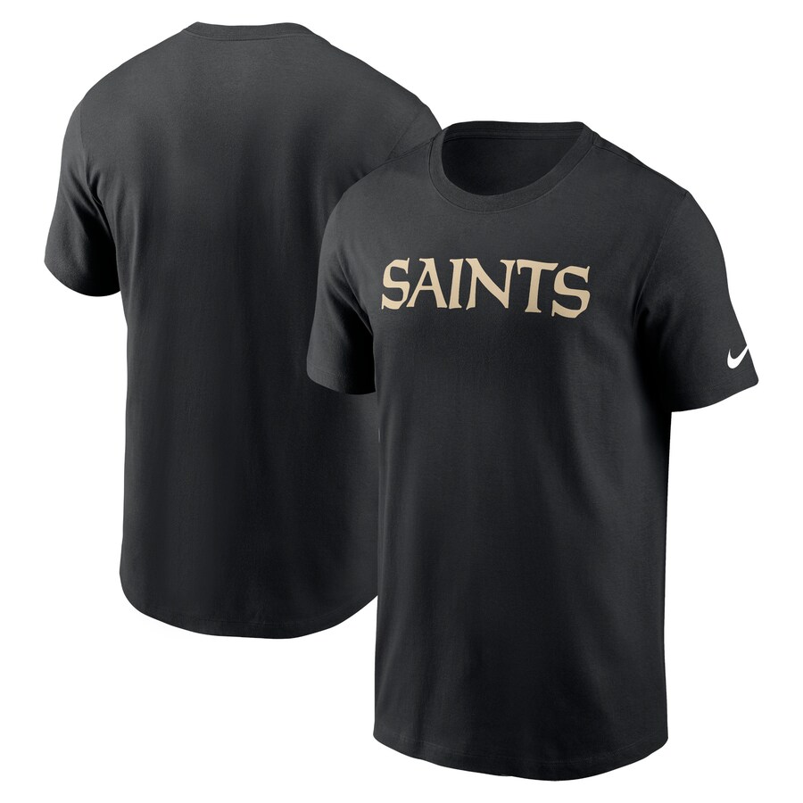 Men's New Orleans Saints Nike Black Primetime Wordmark Essential T-Shirt - Jersey