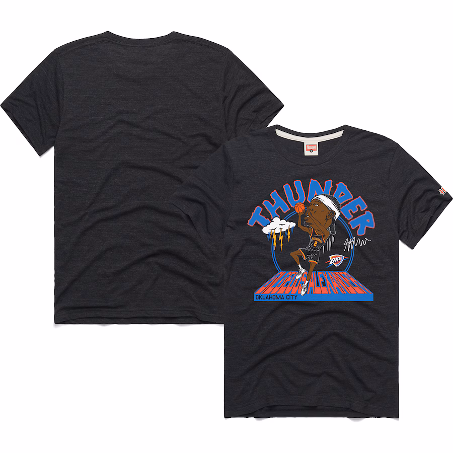Unisex Oklahoma City Thunder Shai Gilgeous-Alexander Homage Charcoal 2024/25 City Edition Caricature Tri-Blend T-Shirt - Jersey
