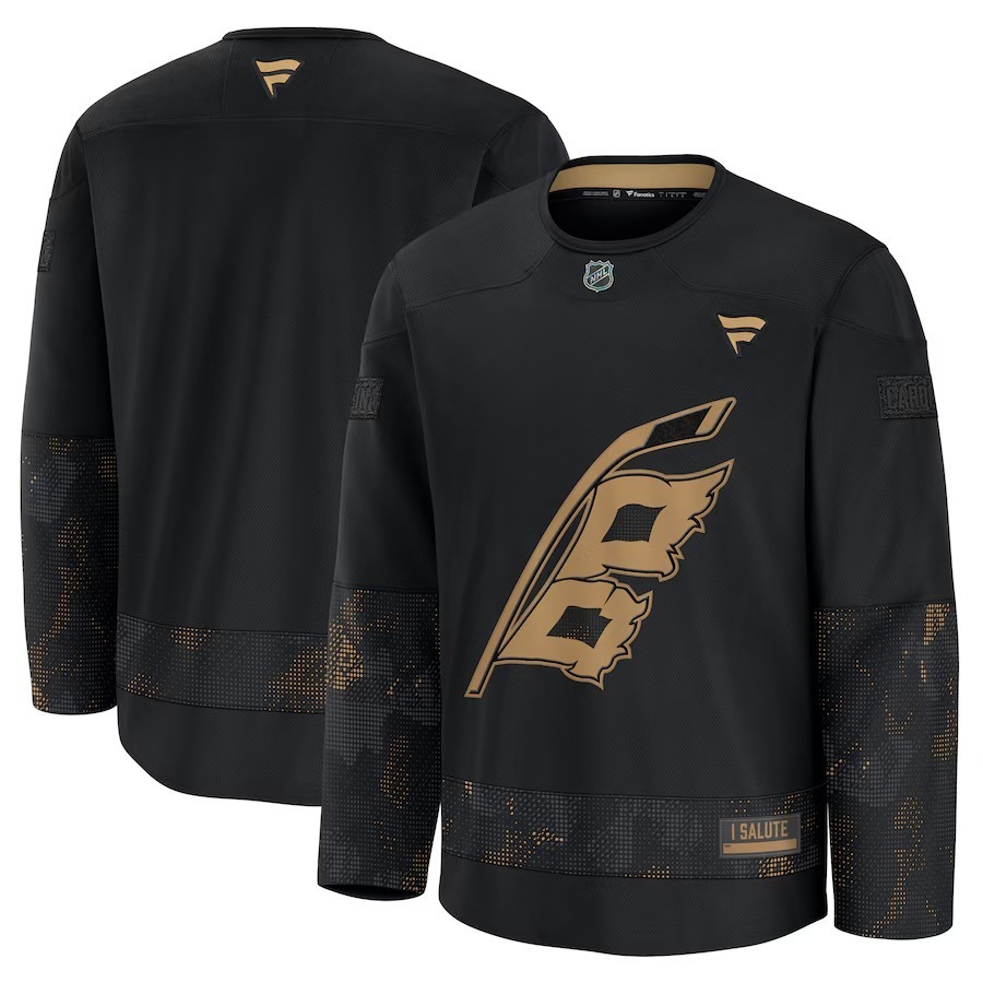 Men's Carolina Hurricanes Fanatics Black 2024 Military Appreciation Practice Jersey - Jersey