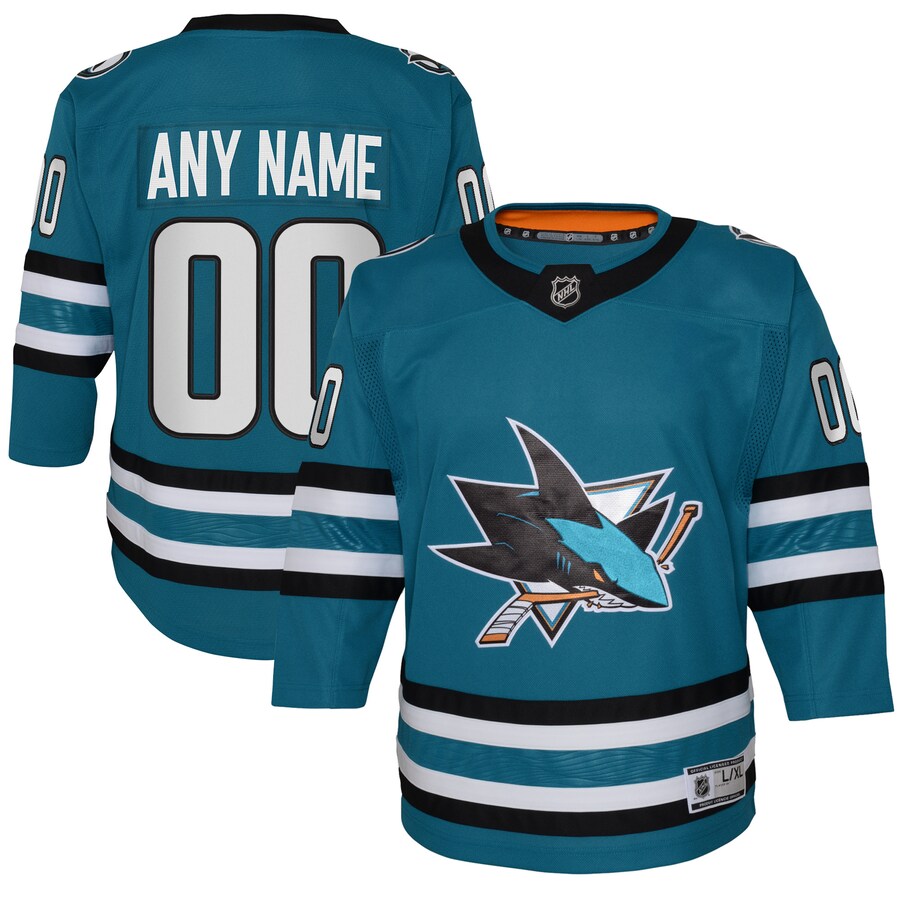 Youth San Jose Sharks Teal Premier Custom Jersey - Jersey