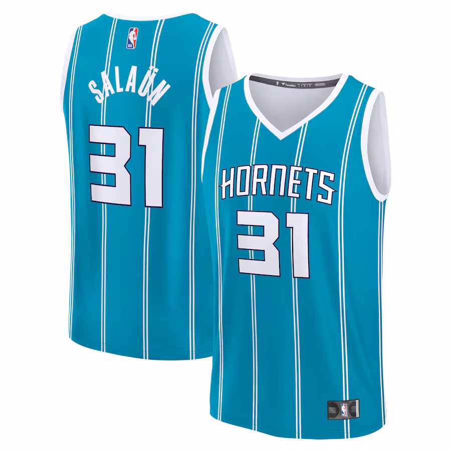 Youth Charlotte Hornets Tidjane Salaun Fanatics Teal 2024 NBA Draft Fast Break Player Jersey - Icon Edition - Jersey