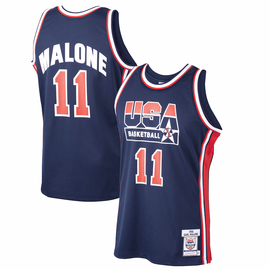 Men's USA Basketball Karl Malone Mitchell & Ness Navy 1992 Dream Team Authentic Jersey - Jersey