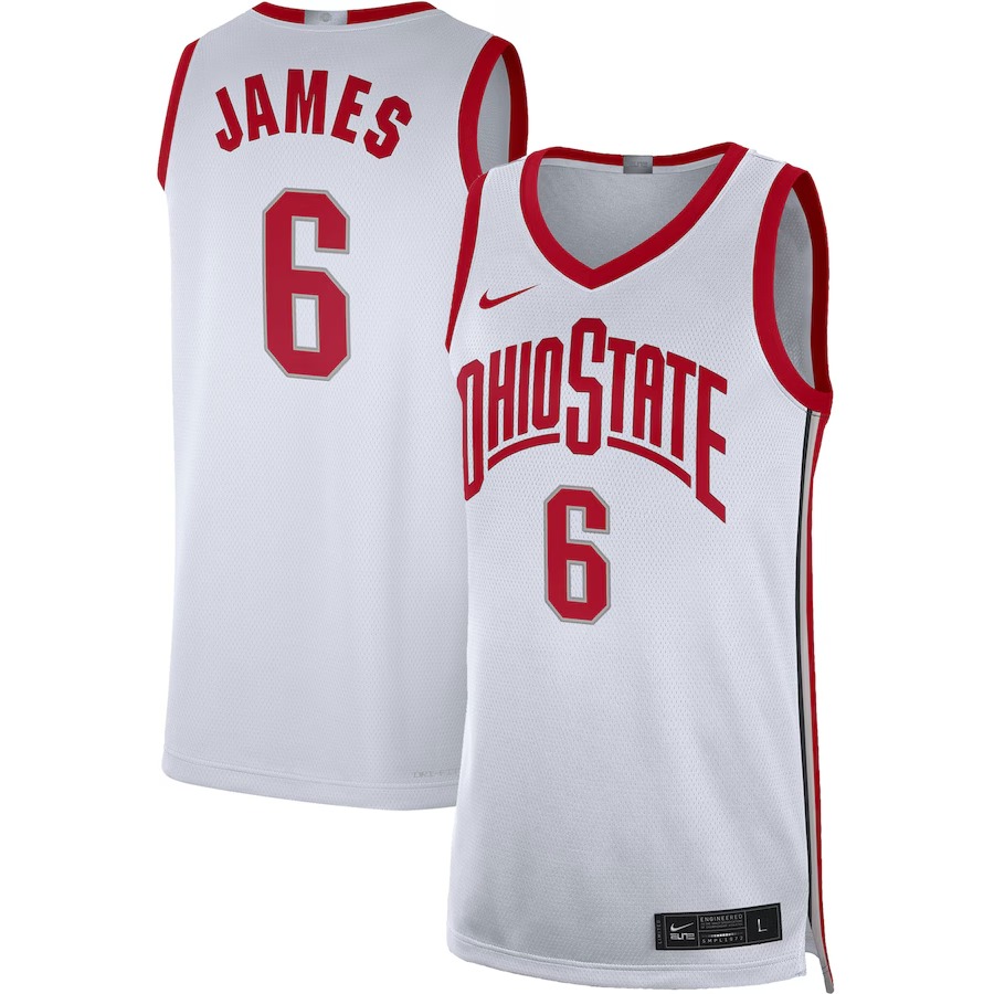 Men's Nike LeBron James White Ohio State Buckeyes Limited Basketball Jersey - Jersey