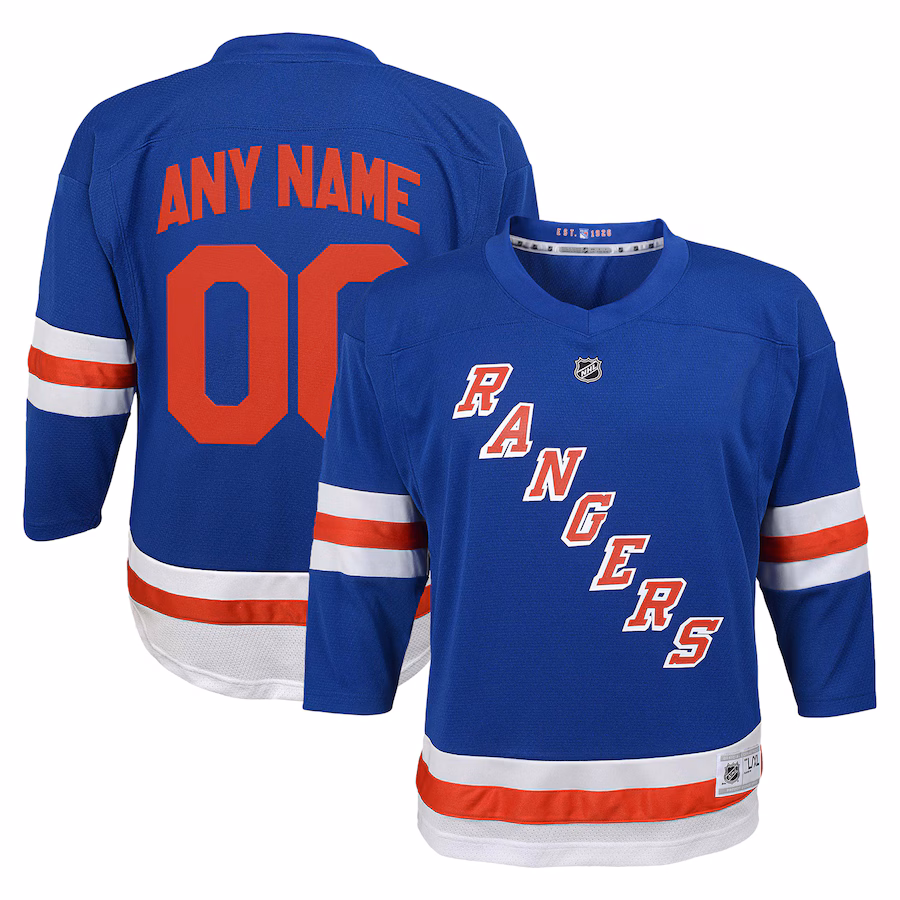 Youth New York Rangers Blue Replica Custom Jersey - Jersey