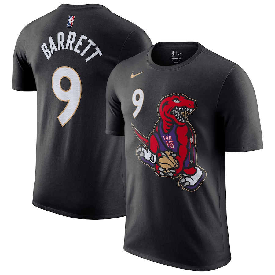 Men's Toronto Raptors RJ Barrett Nike Black 2024/25 City Edition Name & Number T-Shirt - Jersey