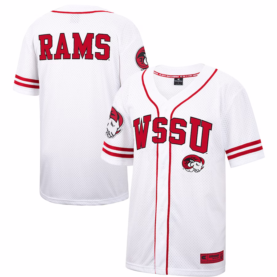 Winston-Salem State Rams Colosseum Free Spirited Mesh Button-Up Baseball Jersey - White - Jersey
