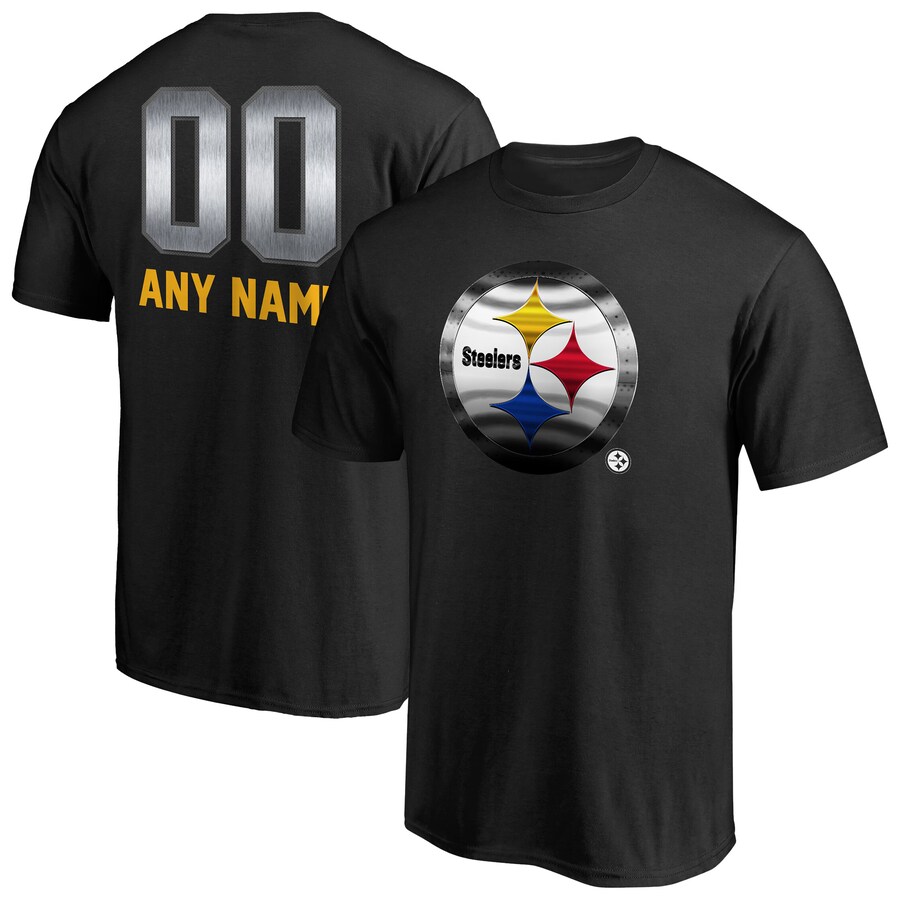 Men's Pittsburgh Steelers Black Personalized Midnight Mascot T-Shirt - Jersey
