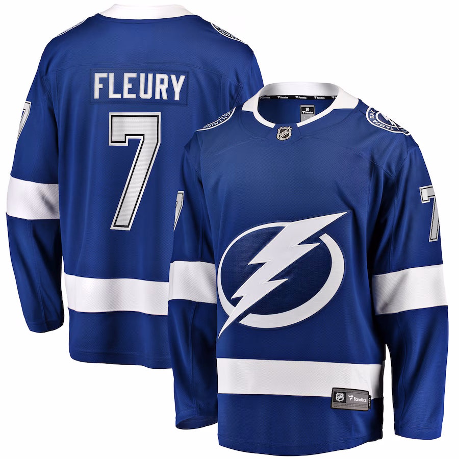 Men's Tampa Bay Lightning Haydn Fleury Fanatics Blue Home Premier Breakaway Player Jersey - Jersey