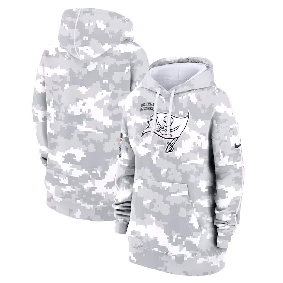 Women's Tampa Bay Buccaneers Nike Arctic Camo 2024 Salute To Service Club Fleece Pullover Hoodie - Jersey
