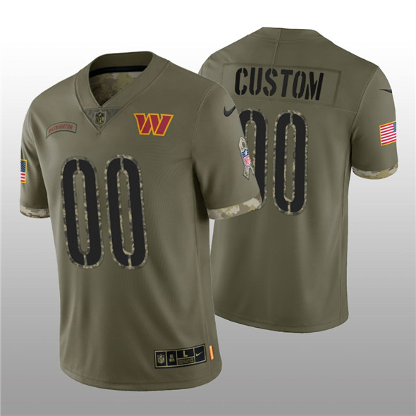 Men's Washington Commanders ACTIVE PLAYER Custom 2022 Olive Salute To Service Limited Stitched Jersey - Jersey
