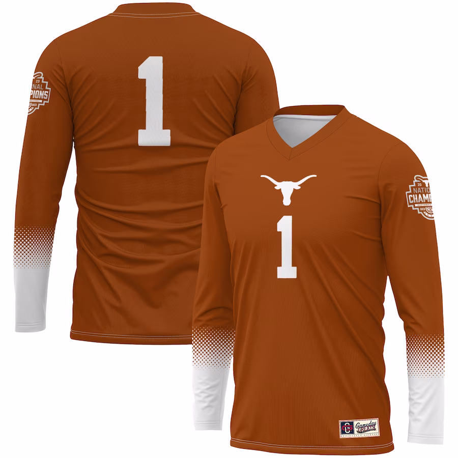 #1 Texas Longhorns GameDay Greats Unisex 2023 NCAA Women's Volleyball National Champions Fashion Jersey - Texas Orange - Jersey