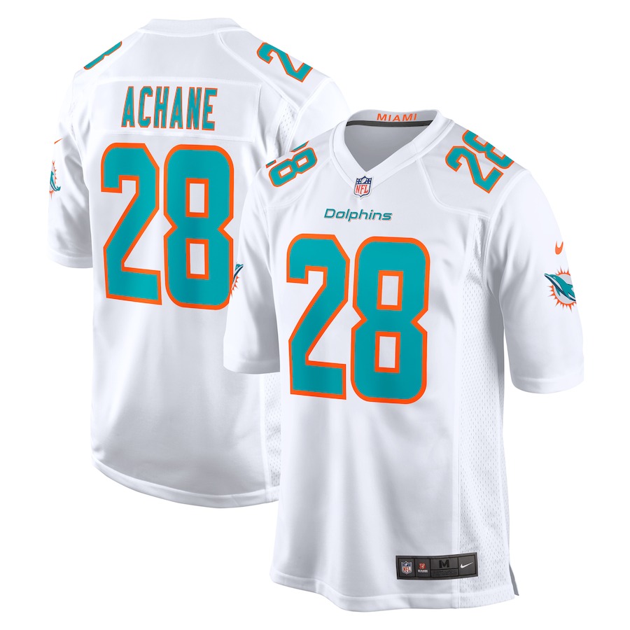 Men's Miami Dolphins Devon Achane Nike White Player Game Jersey - Jersey