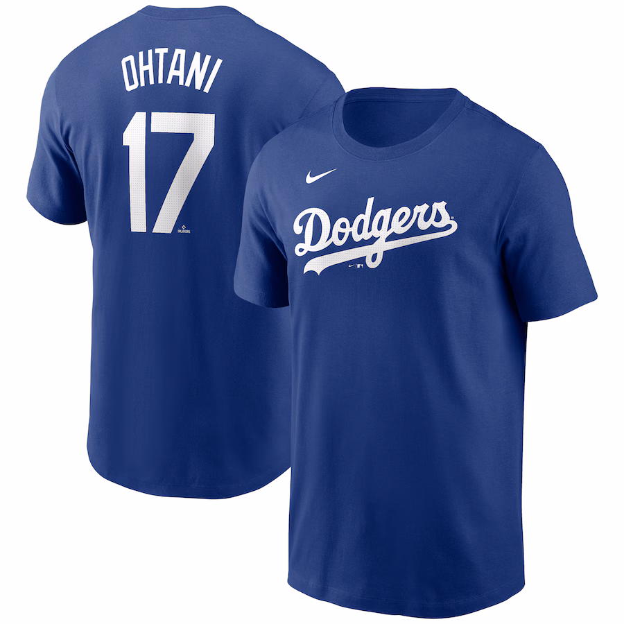 Men's Los Angeles Dodgers Shohei Ohtani Nike Royal 2024 Fuse Name & Number T-Shirt - Jersey