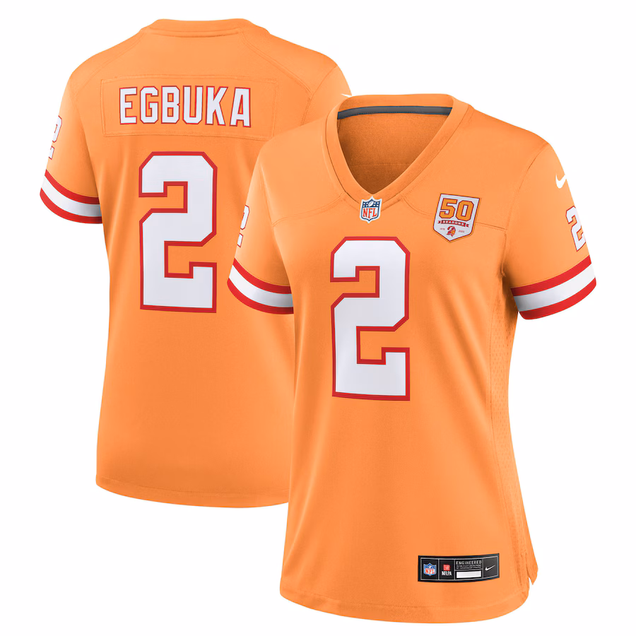 Women's Tampa Bay Buccaneers Emeka Egbuka Nike Creamsicle Alternate 2 50th Season Game Jersey - Jersey