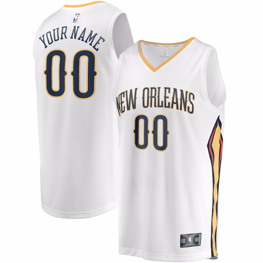 Youth New Orleans Pelicans  Fanatics White Fast Break Replica Custom Jersey - Association Edition - Jersey