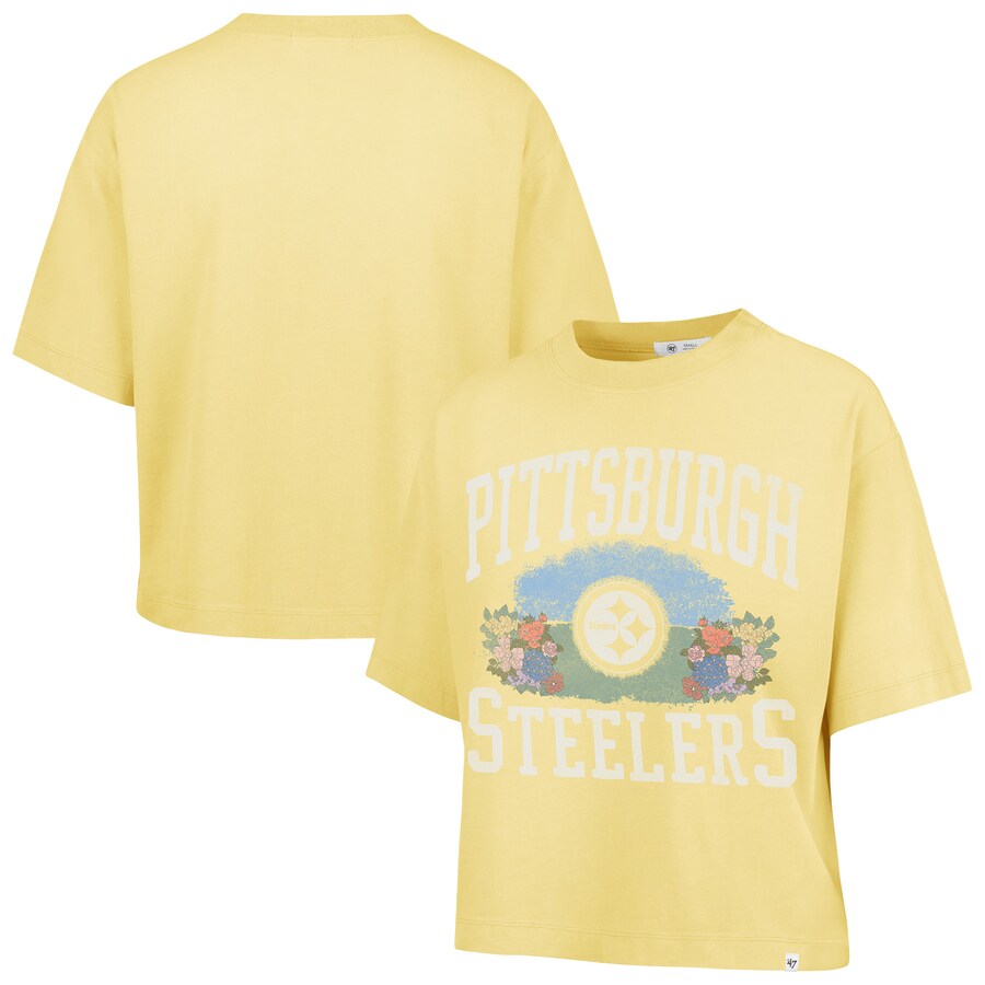 Women's Pittsburgh Steelers  '47 Yellow Florentina Montauk Cropped T-Shirt - Jersey