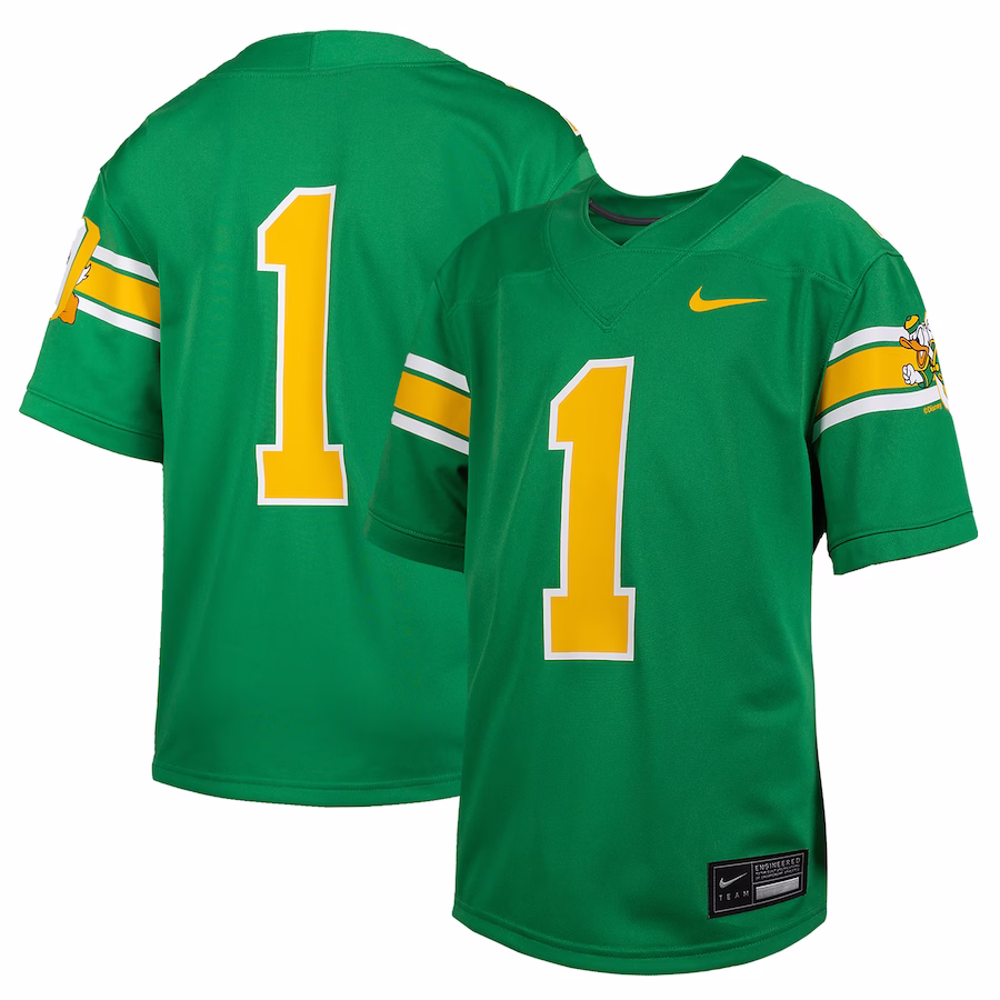 #1 Oregon Ducks Nike Youth Game Jersey - Green - Jersey