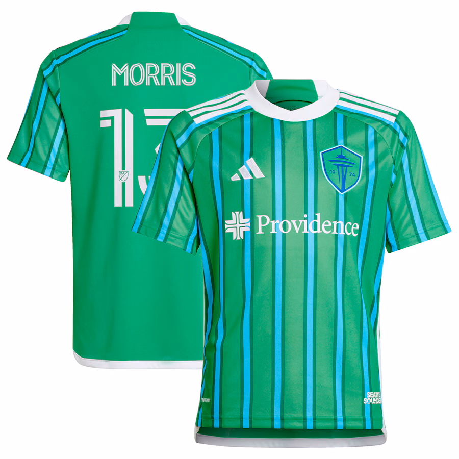 Youth Seattle Sounders FC Jordan Morris adidas Green 2024 The Anniversary Kit Replica Player Jersey - Jersey