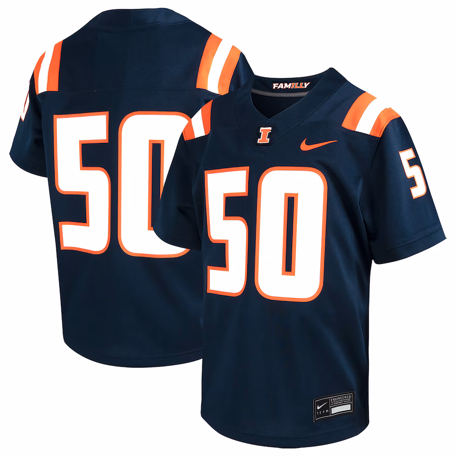 Youth Nike #50 Navy Illinois Fighting Illini Game Jersey - Jersey