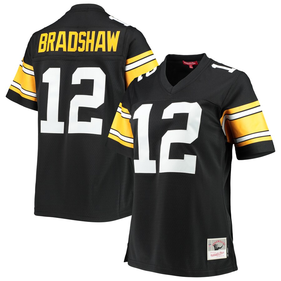 Women's Pittsburgh Steelers Terry Bradshaw Mitchell & Ness Black Legacy Replica Player Jersey - Jersey