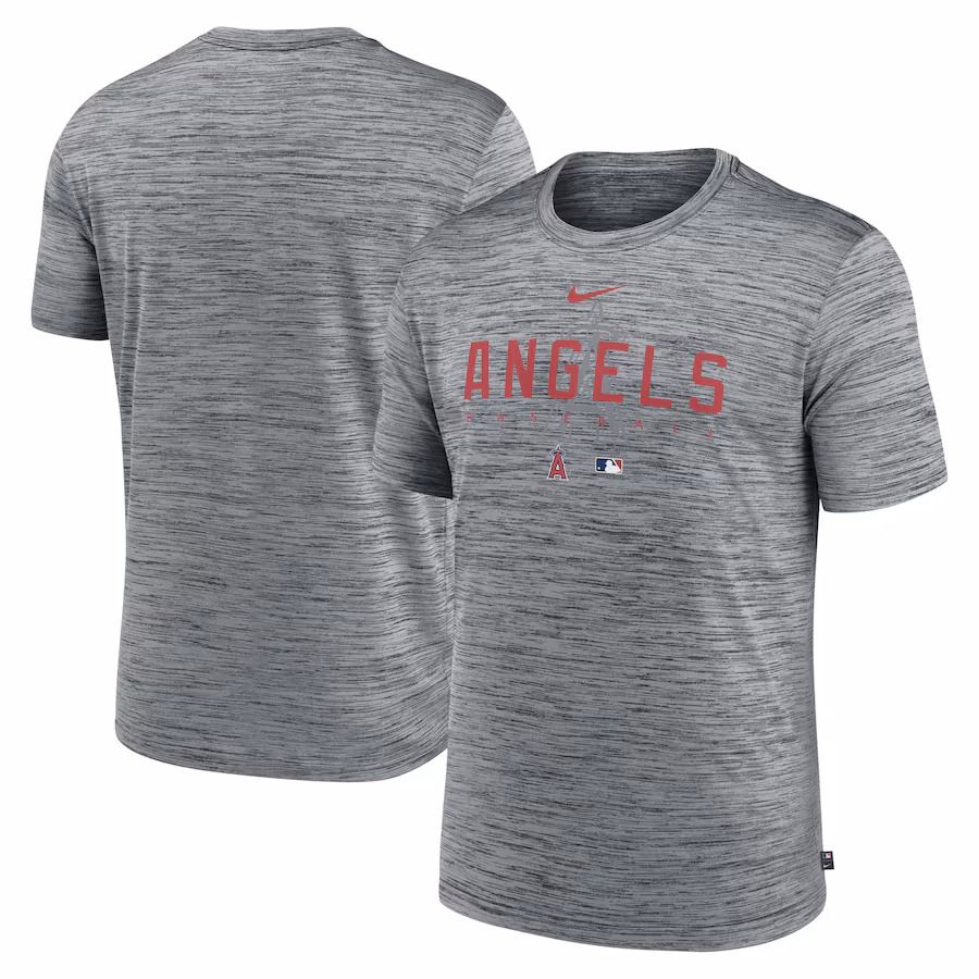 Men's Los Angeles Angels Nike Heather Gray Authentic Collection Velocity Performance Practice T-Shirt - Jersey