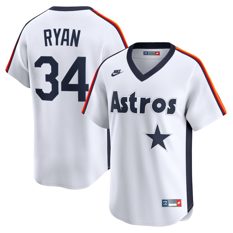 Men's Houston Astros Nolan Ryan Nike White Throwback Cooperstown Collection Limited Jersey - Jersey