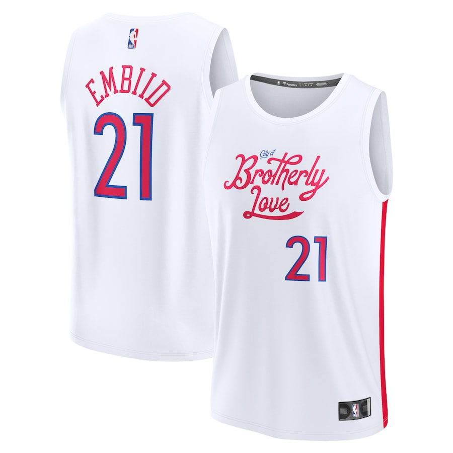 Men's Philadelphia 76ers Joel Embiid Fanatics White Fastbreak Jersey - City Edition - Jersey
