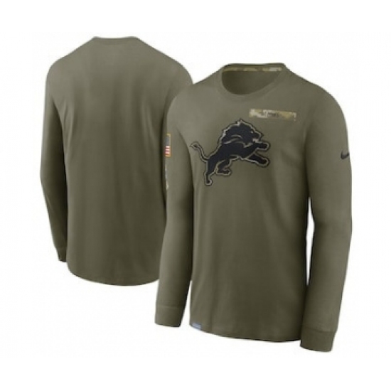 Men's Detroit Lions Football Olive 2021 Salute To Service Performance Long Sleeve T-Shirt - Jersey