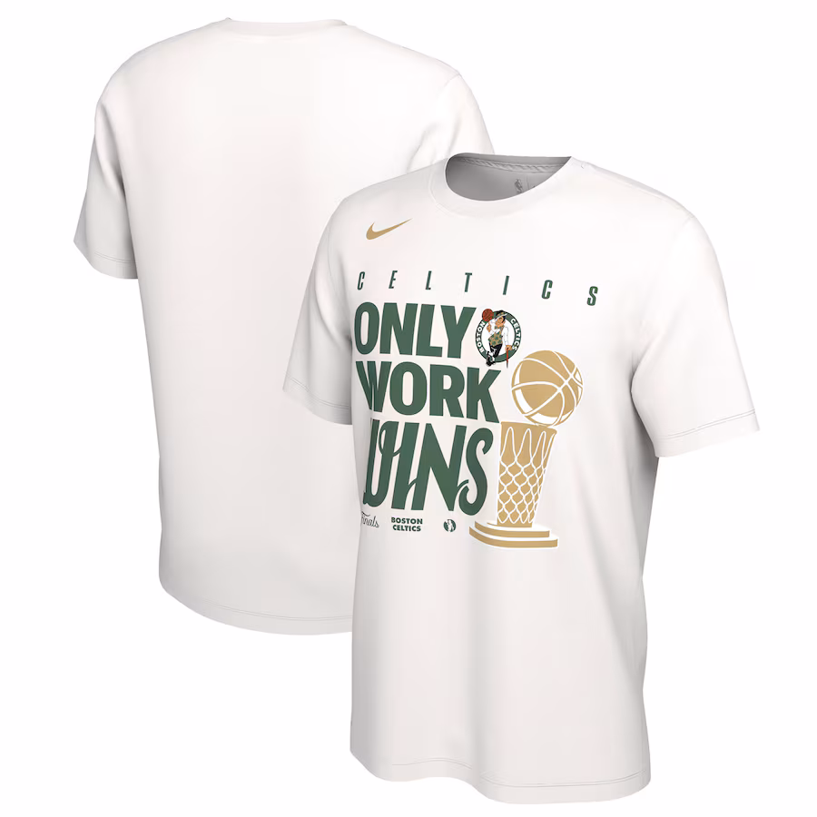 Men's Boston Celtics Nike White 2024 NBA Finals Champions Big & Tall Parade T-Shirt - Jersey