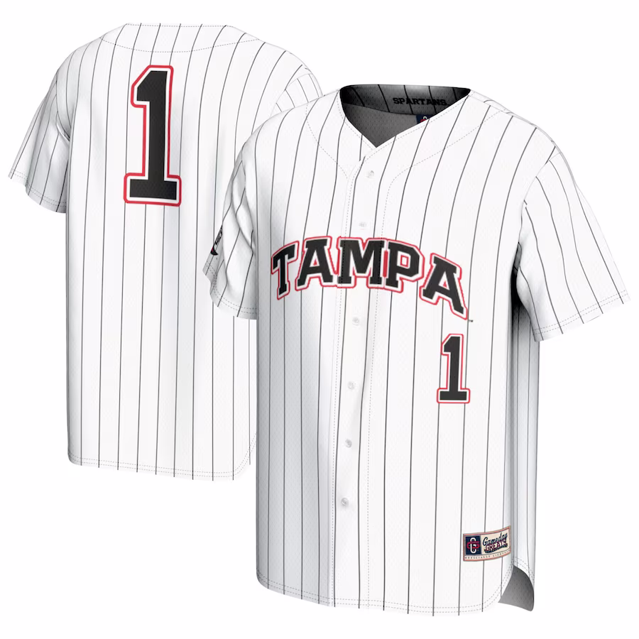 #1 Tampa Spartans GameDay Greats Youth  Lightweight Baseball Fashion Jersey – White - Jersey