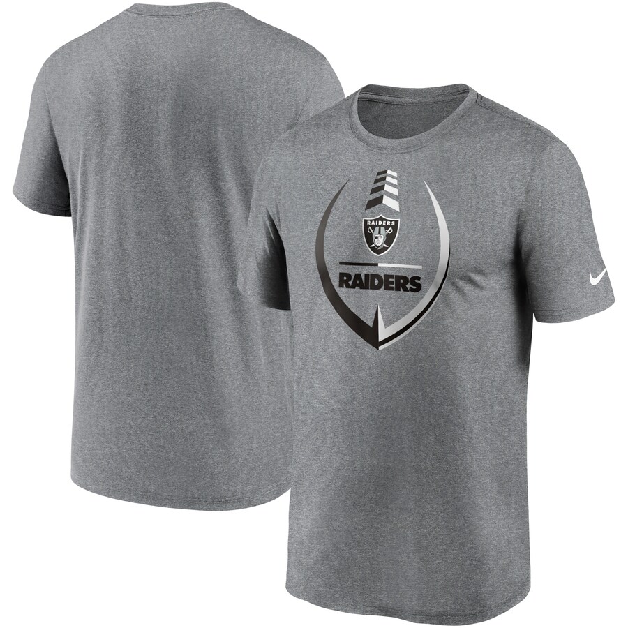 Men's Las Vegas Raiders Nike Heathered Gray Icon Legend Performance T-Shirt - Jersey