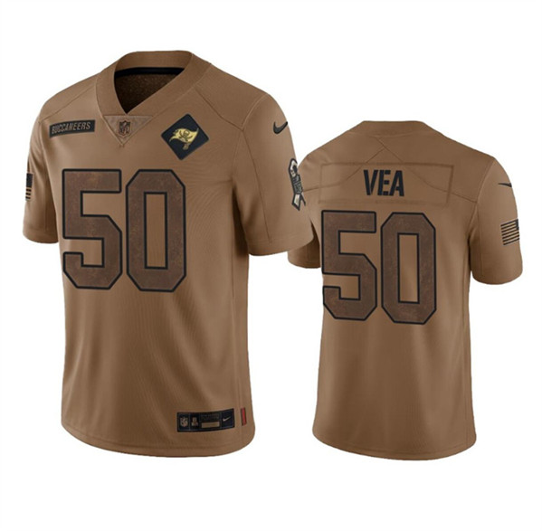Men's Tampa Bay Buccaneers #50 Vita Vea 2023 Brown Salute To Service Limited Football Stitched Jersey - Jersey