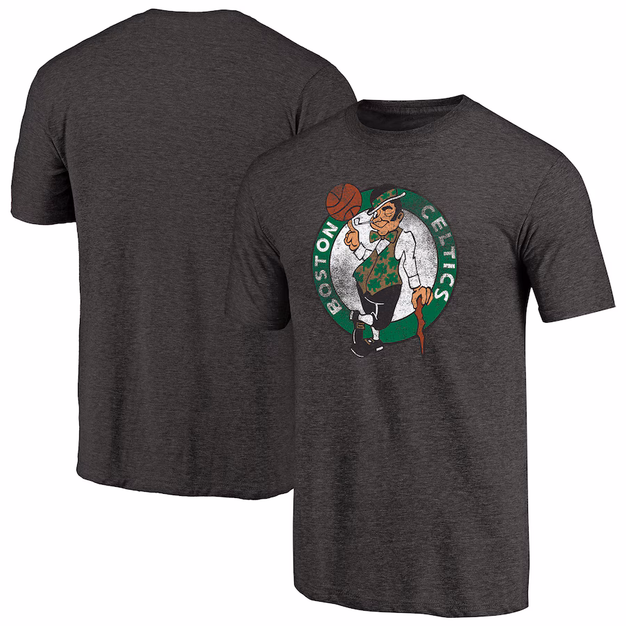 Men's Boston Celtics Black Distressed Logo Tri-Blend T-Shirt - Jersey